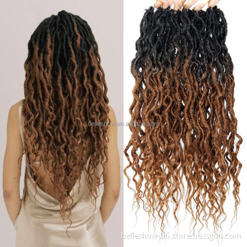 16inch 24inch Goddess Locs Crochet Hair Wavy Faux Locs with Curly Ends River Synthetic Braiding Hair Extension Queen Locs